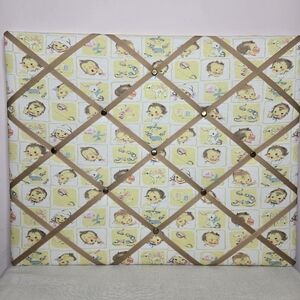 Vintage Baby-Themed French Memo Board Handmade In VT 16x20in NWOT